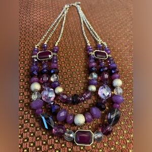 Purple and Gold Beaded Statement Necklace